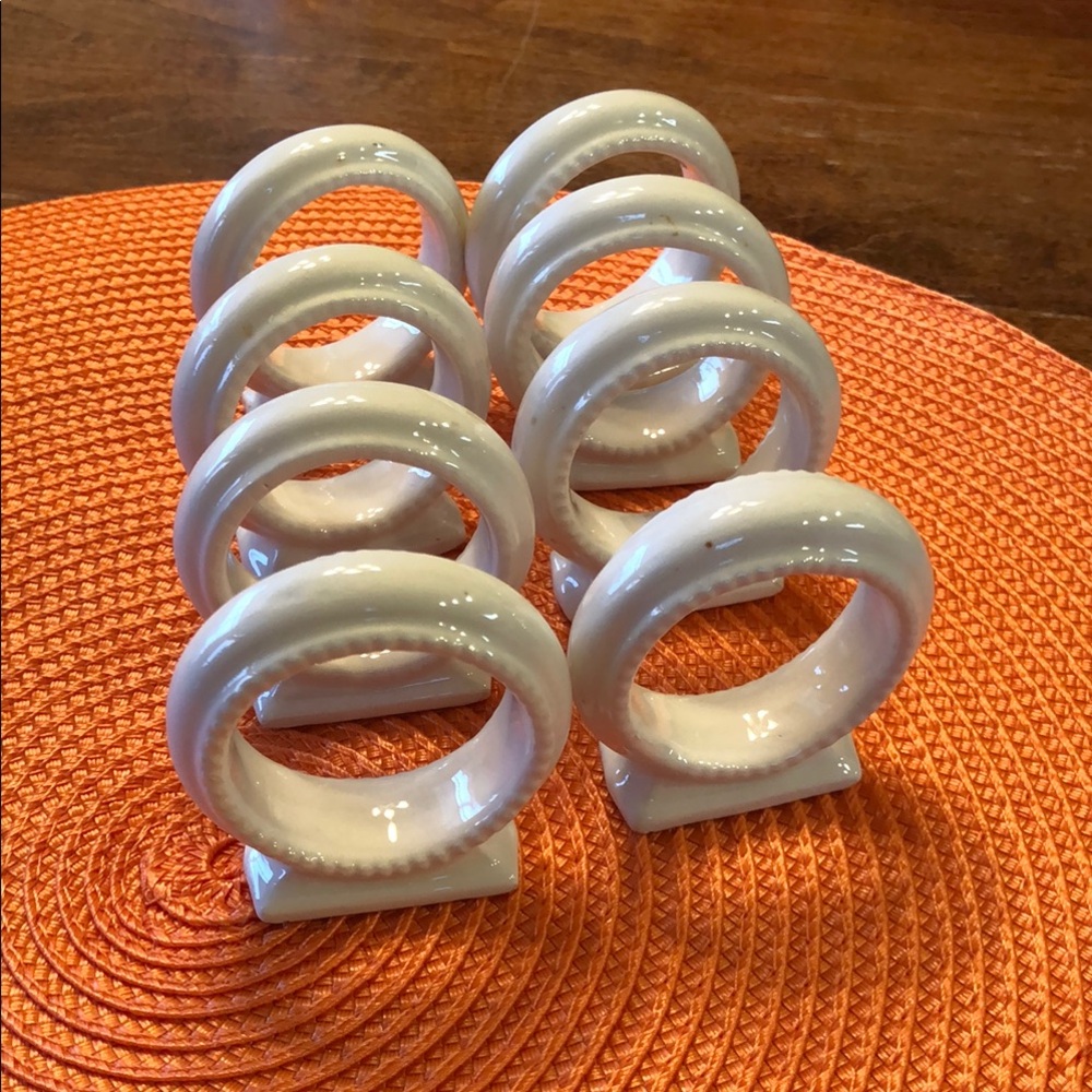 Chic White Ceramic Napkin Rings